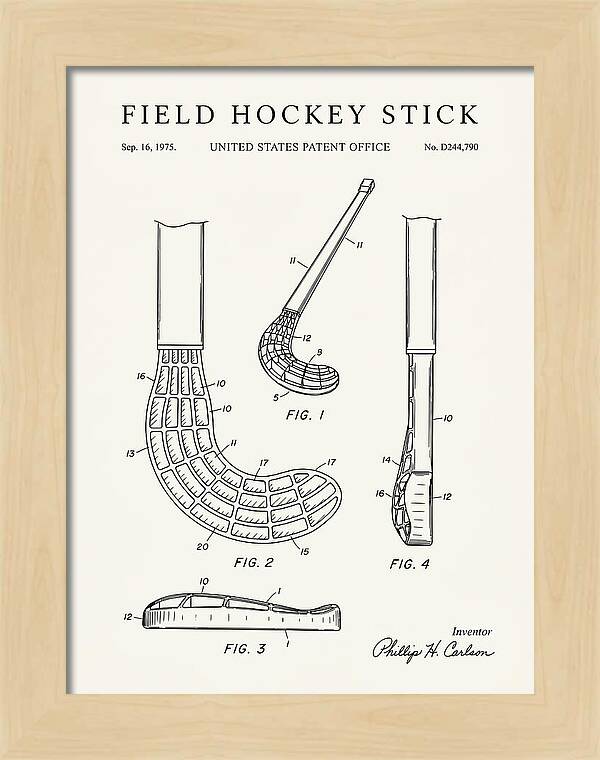 Field Hockey Stick Minimalist Patent Usd244790s