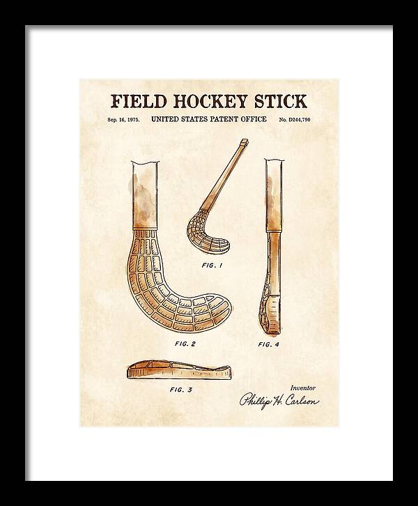 Field Hockey Stick Watercolor Patent Usd244790s