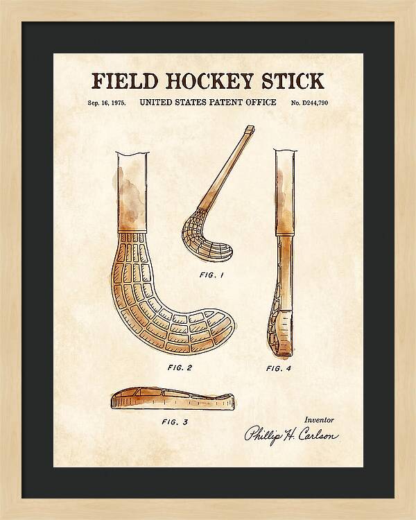 Field Hockey Stick Watercolor Patent Usd244790s