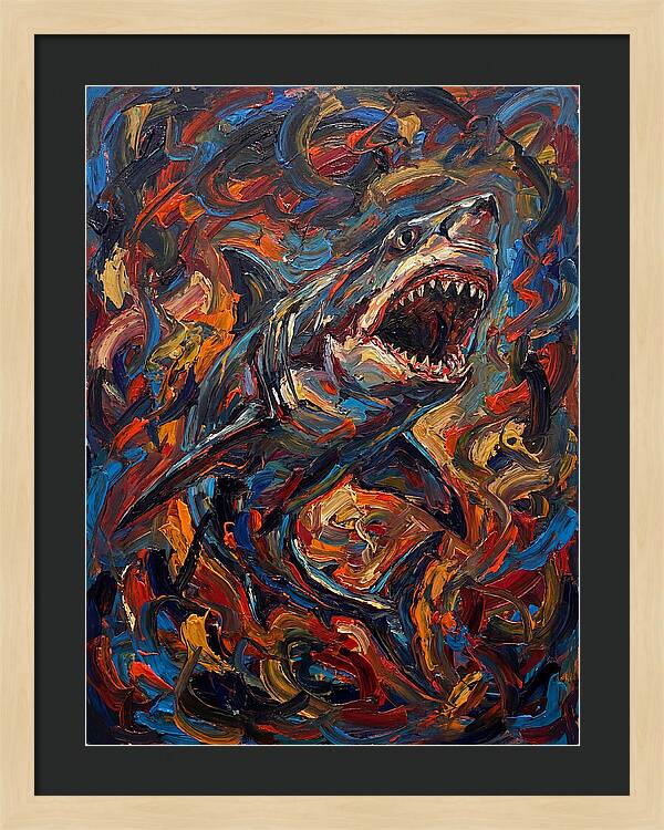 Fierce Shark In Vibrant Chaos