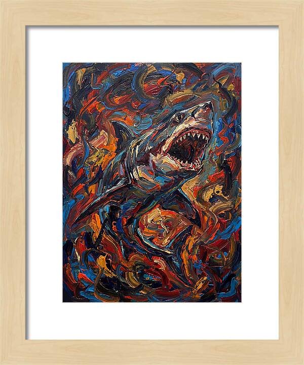 Fierce Shark In Vibrant Chaos