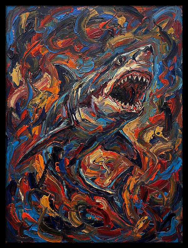 Fierce Shark In Vibrant Chaos