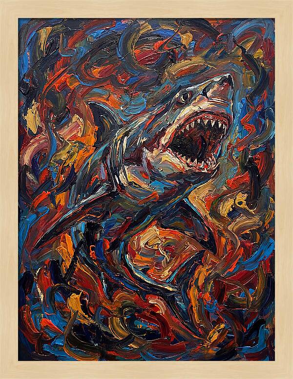 Fierce Shark In Vibrant Chaos