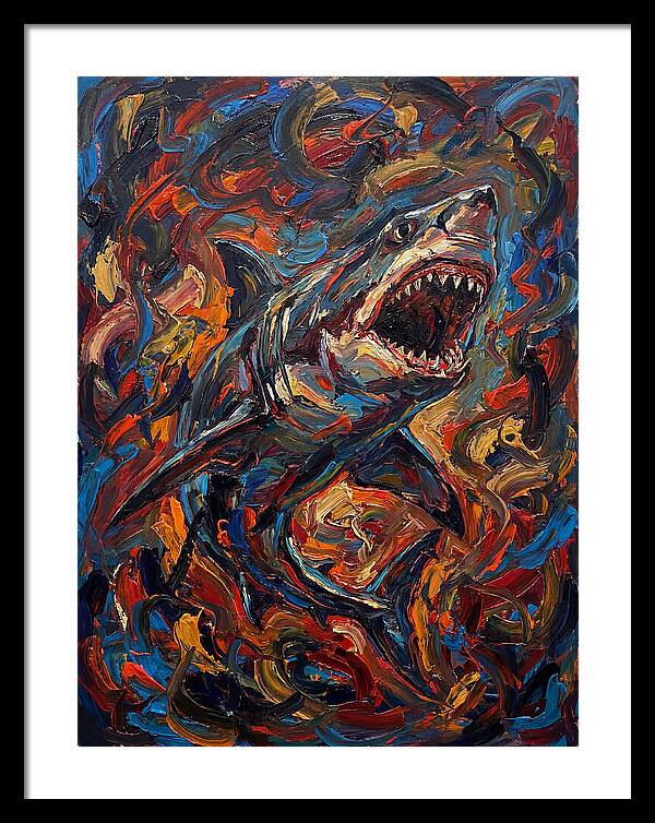 Fierce Shark In Vibrant Chaos