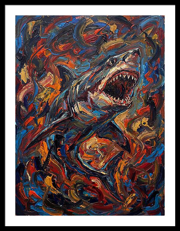 Fierce Shark In Vibrant Chaos