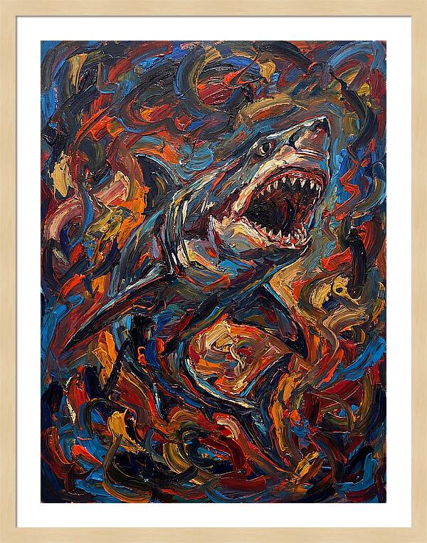 Fierce Shark In Vibrant Chaos
