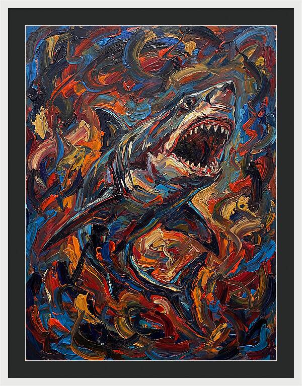 Fierce Shark In Vibrant Chaos