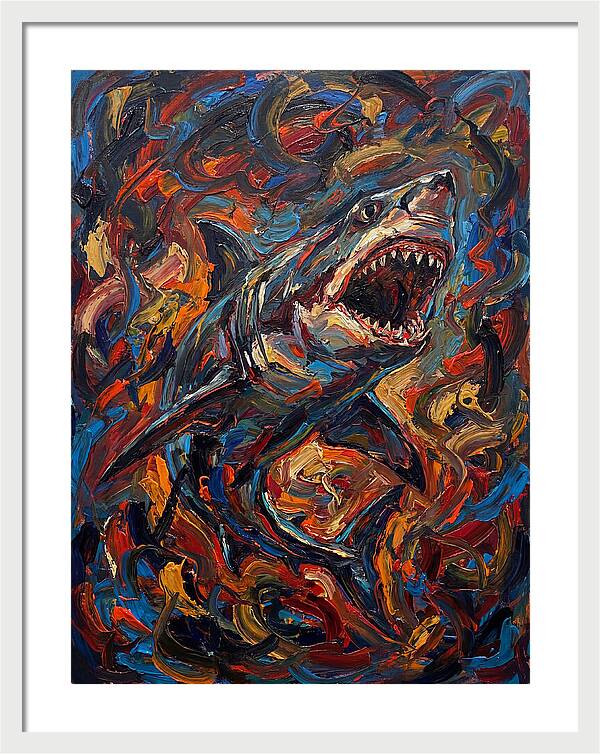 Fierce Shark In Vibrant Chaos