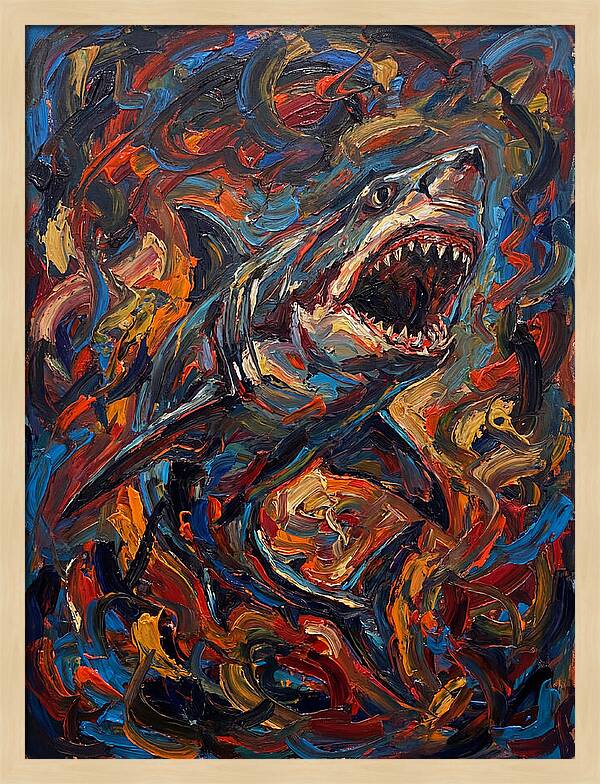 Fierce Shark In Vibrant Chaos