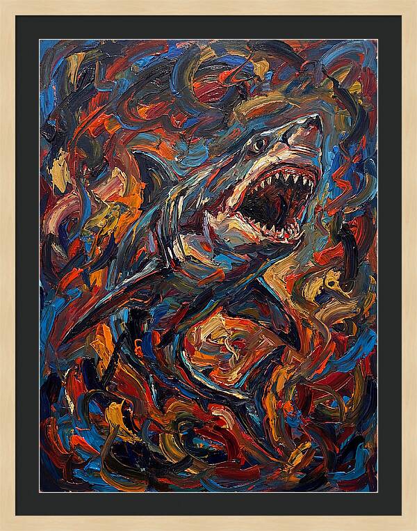 Fierce Shark In Vibrant Chaos