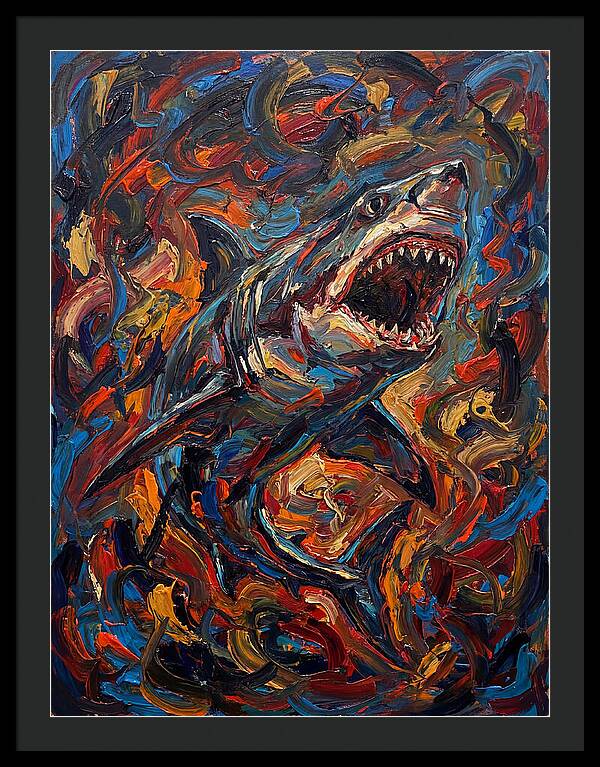 Fierce Shark In Vibrant Chaos