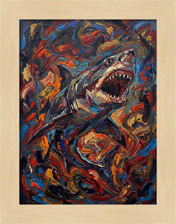 Fierce Shark In Vibrant Chaos