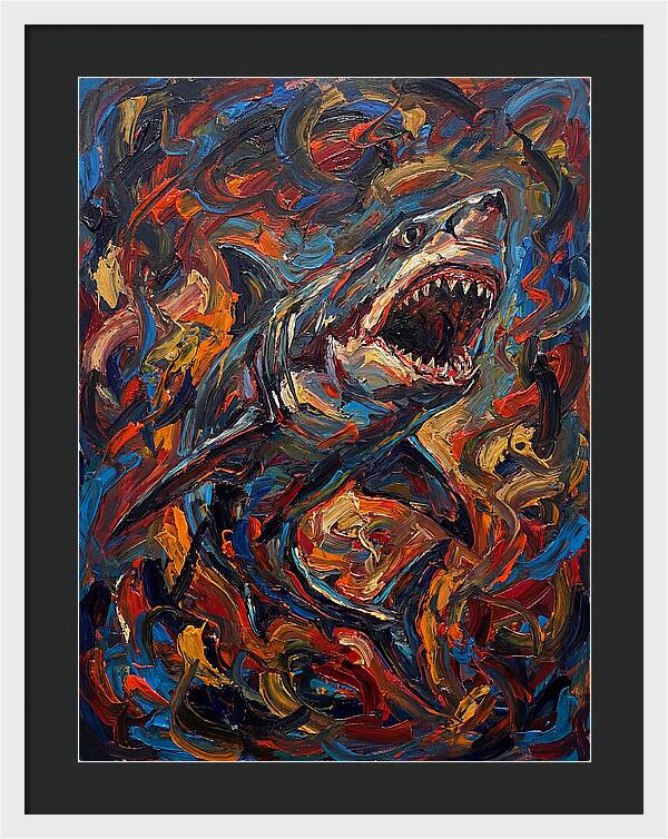 Fierce Shark In Vibrant Chaos