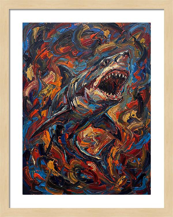 Fierce Shark In Vibrant Chaos