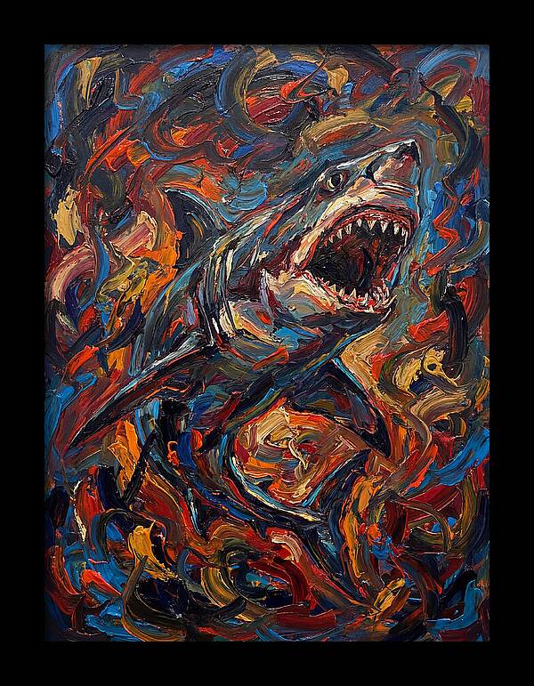 Fierce Shark In Vibrant Chaos