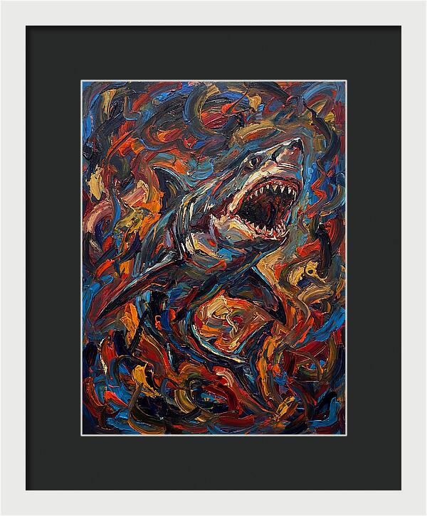 Fierce Shark In Vibrant Chaos