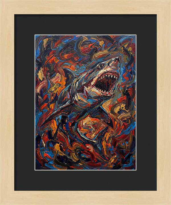 Fierce Shark In Vibrant Chaos