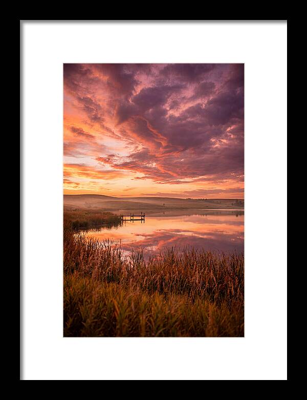 Fiery Sunset Over Prairie Lake