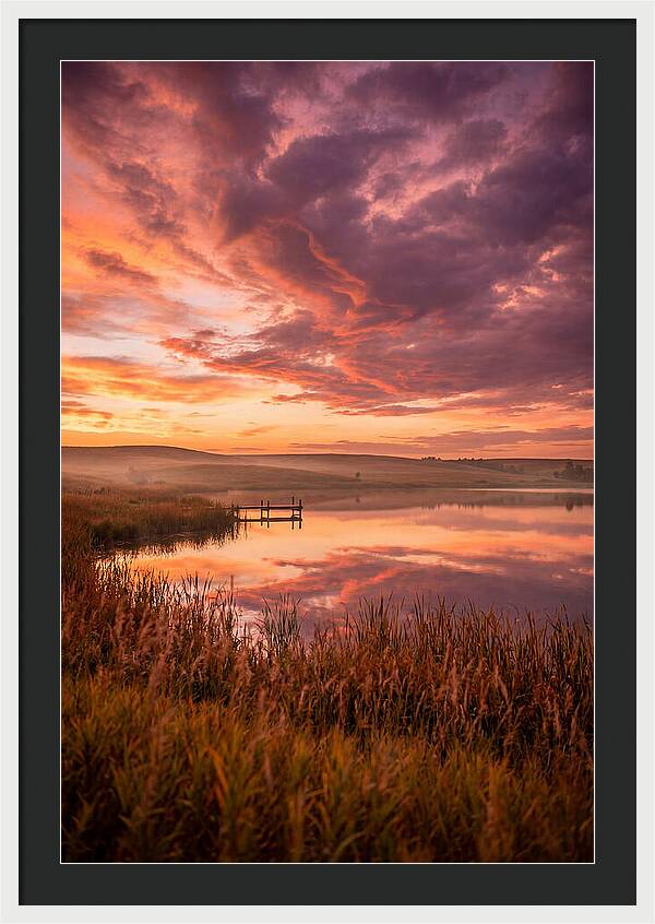 Fiery Sunset Over Prairie Lake