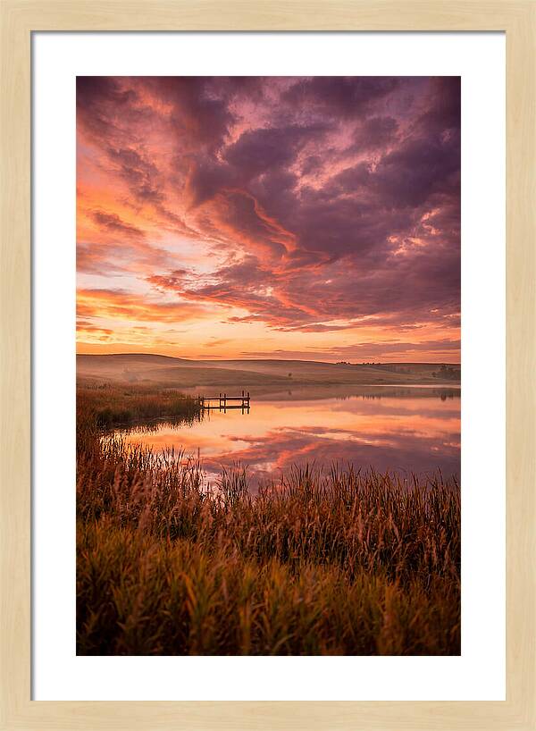 Fiery Sunset Over Prairie Lake