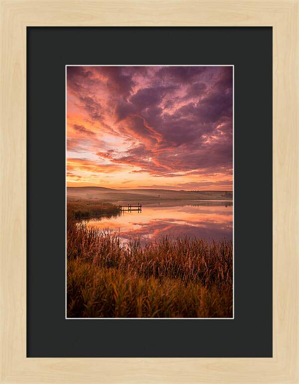 Fiery Sunset Over Prairie Lake