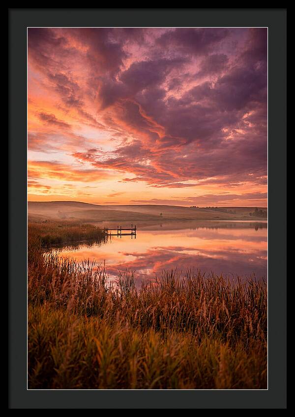 Fiery Sunset Over Prairie Lake