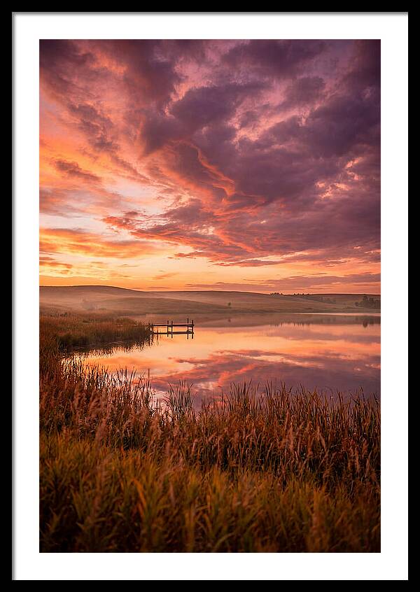 Fiery Sunset Over Prairie Lake