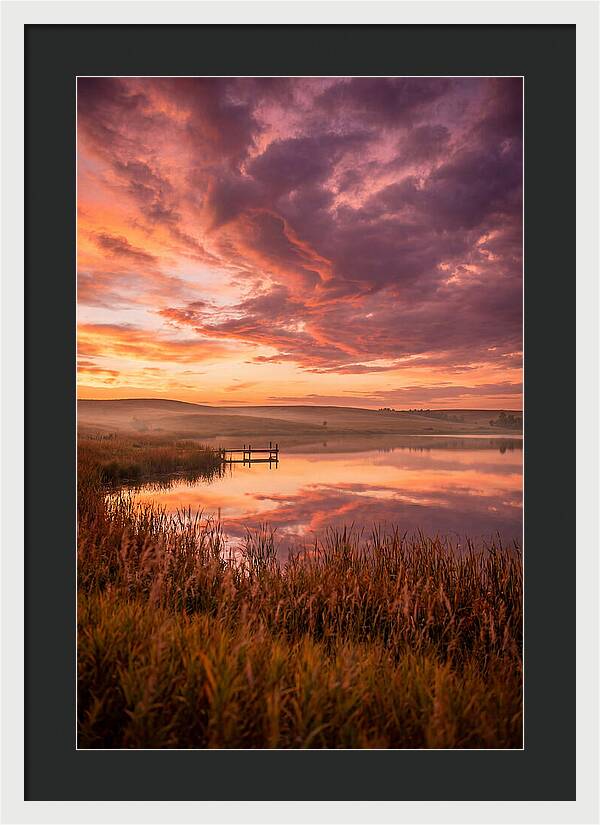 Fiery Sunset Over Prairie Lake