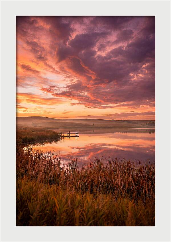 Fiery Sunset Over Prairie Lake
