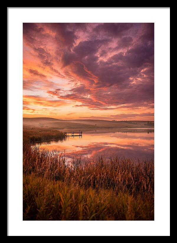 Fiery Sunset Over Prairie Lake