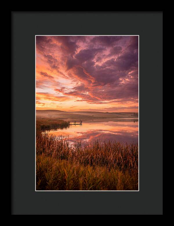 Fiery Sunset Over Prairie Lake