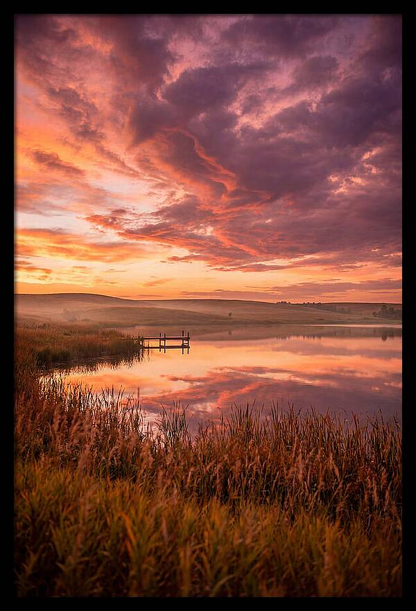 Fiery Sunset Over Prairie Lake