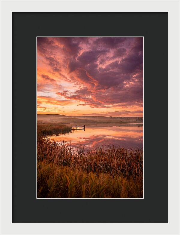 Fiery Sunset Over Prairie Lake