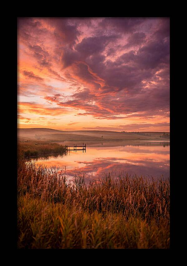Fiery Sunset Over Prairie Lake