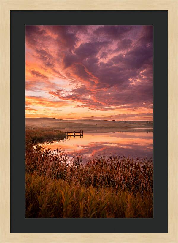 Fiery Sunset Over Prairie Lake