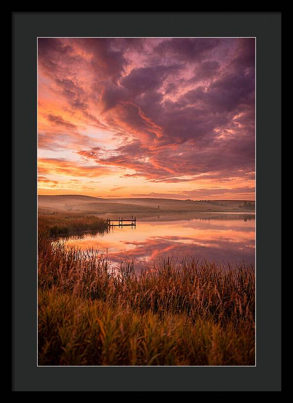 Fiery Sunset Over Prairie Lake