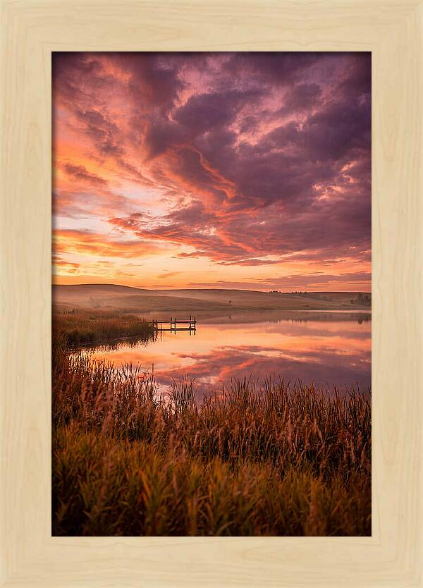 Fiery Sunset Over Prairie Lake