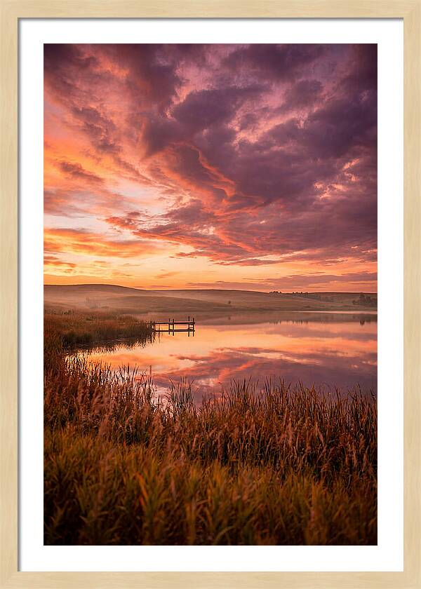 Fiery Sunset Over Prairie Lake