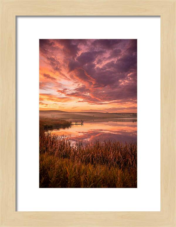 Fiery Sunset Over Prairie Lake