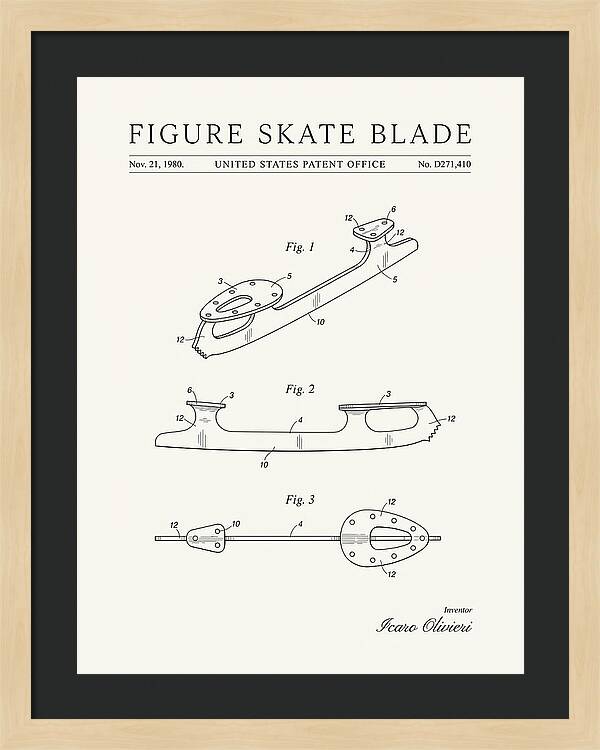 Figure Skate Blade Minimalist Patent Usd271410s
