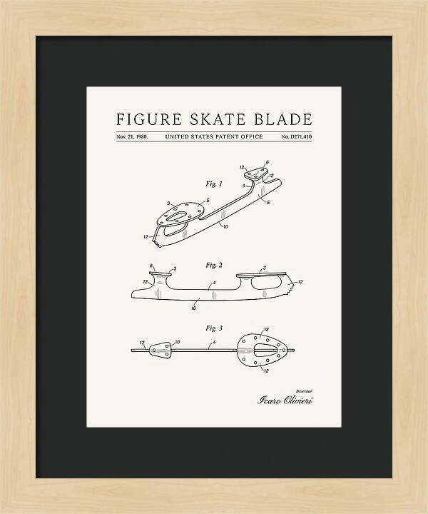 Figure Skate Blade Minimalist Patent Usd271410s