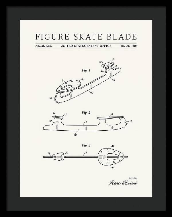 Figure Skate Blade Minimalist Patent Usd271410s