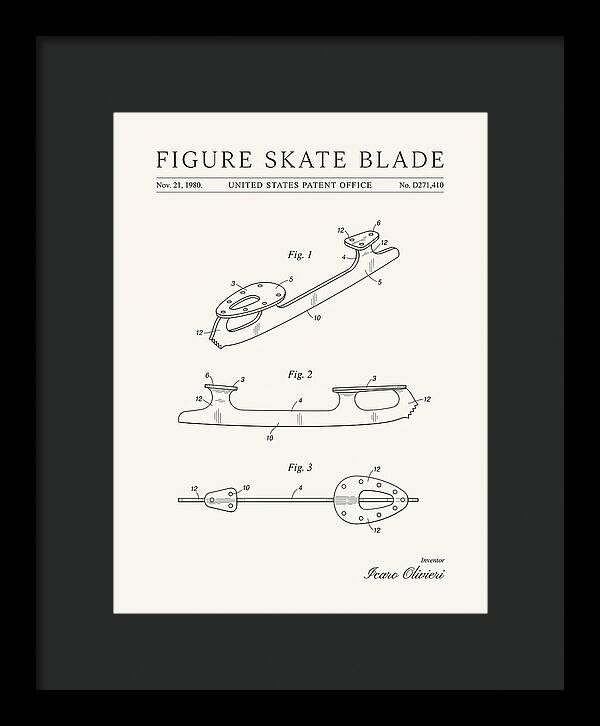 Figure Skate Blade Minimalist Patent Usd271410s