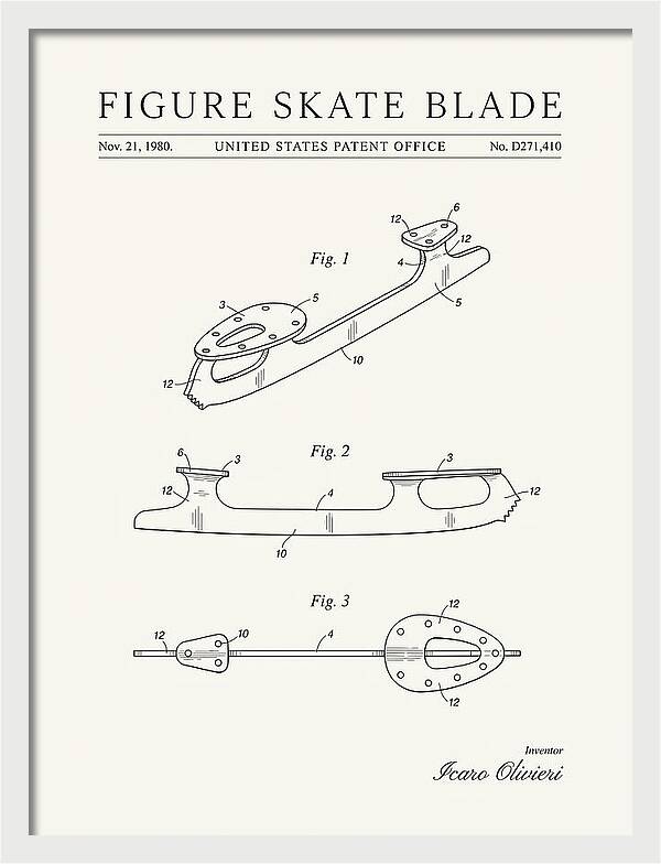 Figure Skate Blade Minimalist Patent Usd271410s