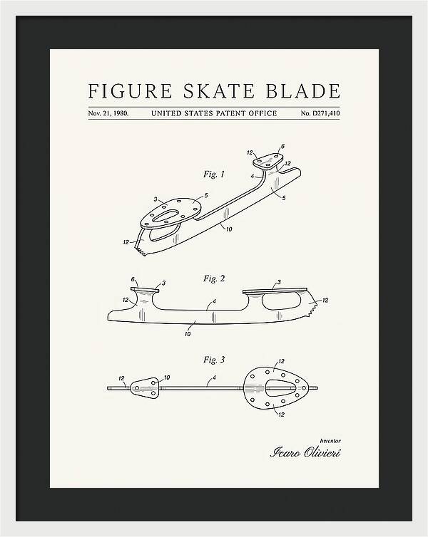 Figure Skate Blade Minimalist Patent Usd271410s