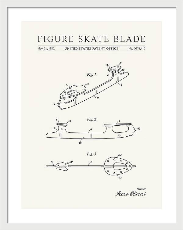Figure Skate Blade Minimalist Patent Usd271410s