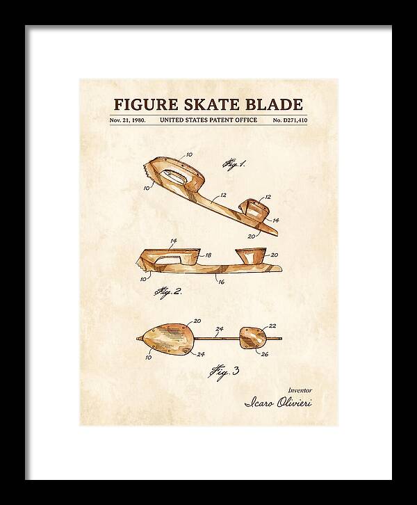 Figure Skate Blade Watercolor Patent Usd271410s