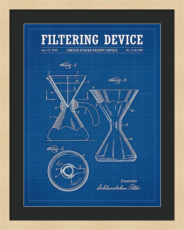 Filtering Device Chemex Coffeemaker Blueprint Patent Us2241368a