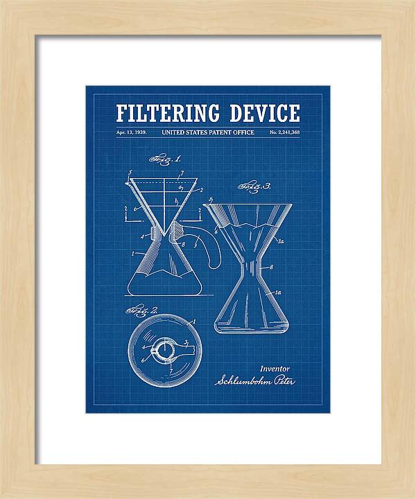 Filtering Device Chemex Coffeemaker Blueprint Patent Us2241368a