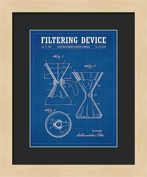 Filtering Device Chemex Coffeemaker Blueprint Patent Us2241368a